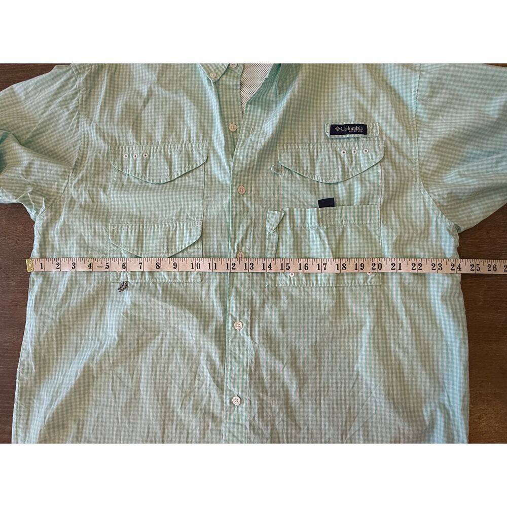COLUMBIA Super Bonehead Mint checked gingham Long Sleeve PFG  Shirt Top Men M - Picture 6 of 8